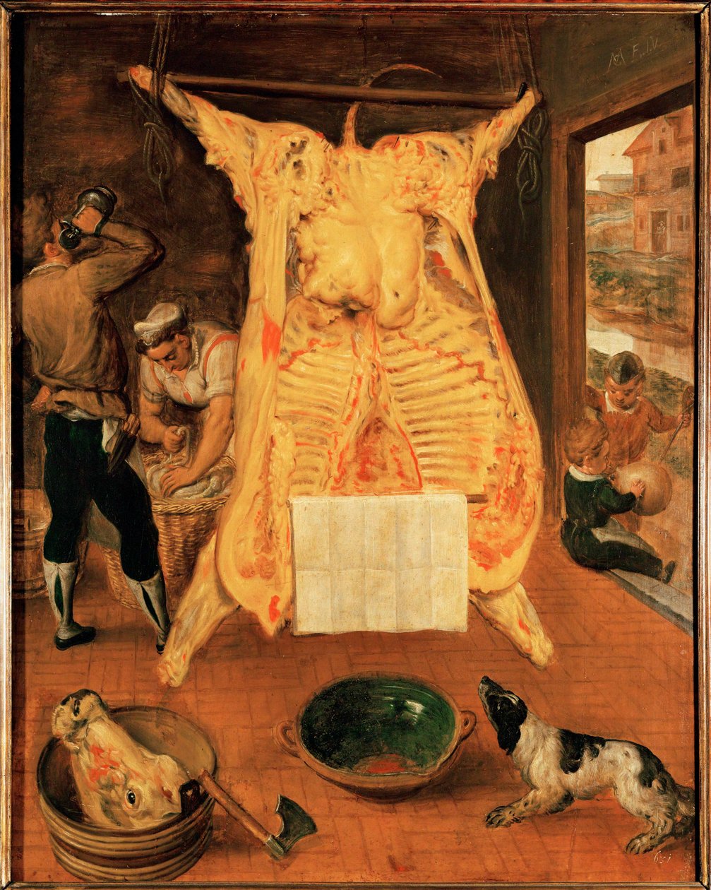 Ochsen beim Metzger von Maerten van Cleve