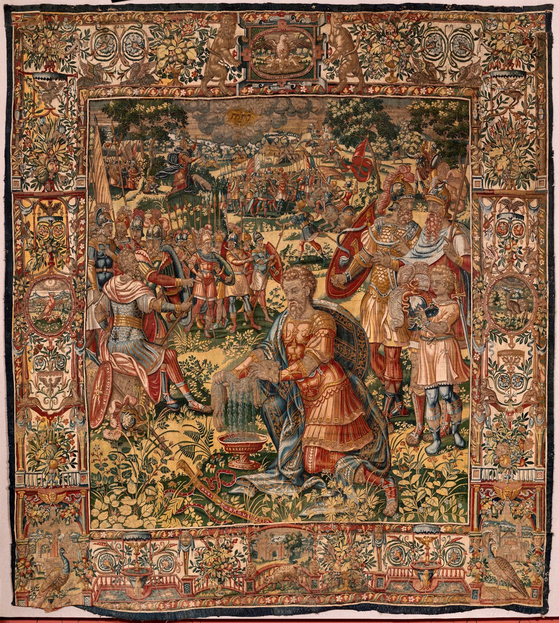 Diözesanmuseum. Flämischer Wandteppich. Serie Geschichte von Gideon. Das Wunder des Wollvlieses. Barock. 1534-1571. von Maerten van Heemskerck