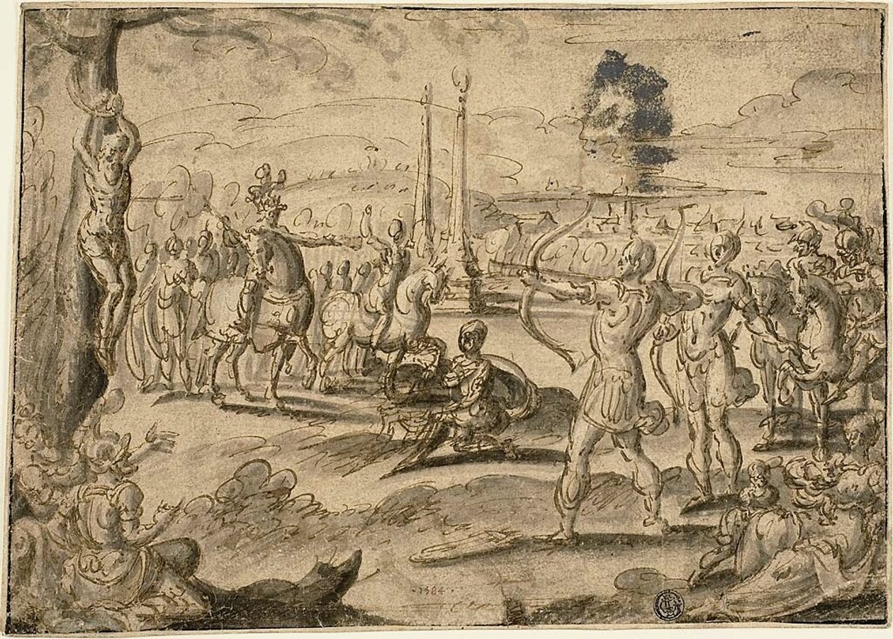 Schießen auf die Leiche des Vaters von Maerten van Heemskerck