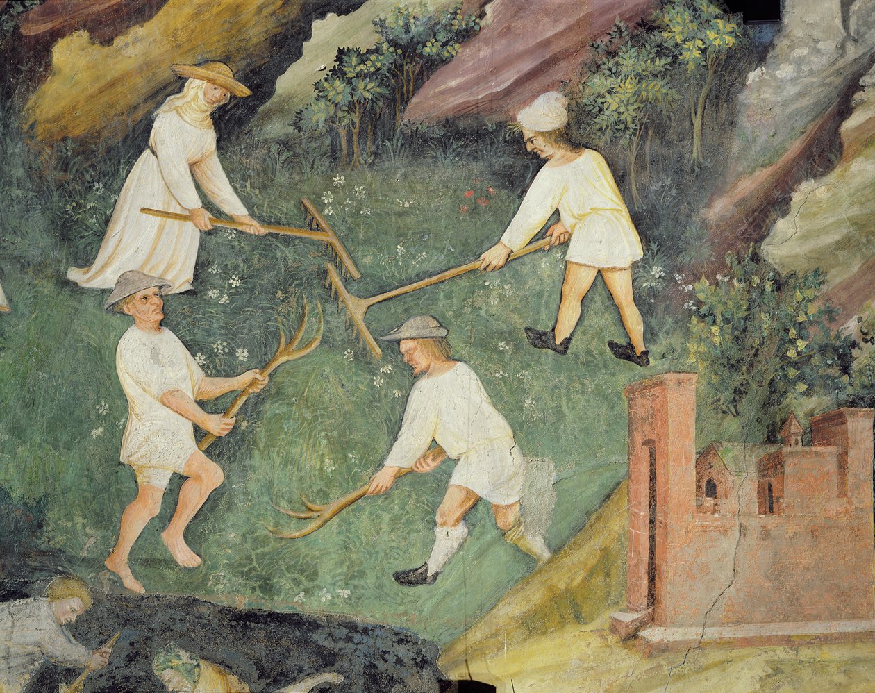 Heuernte im Monat Juni, Detail von Maestro Venceslao