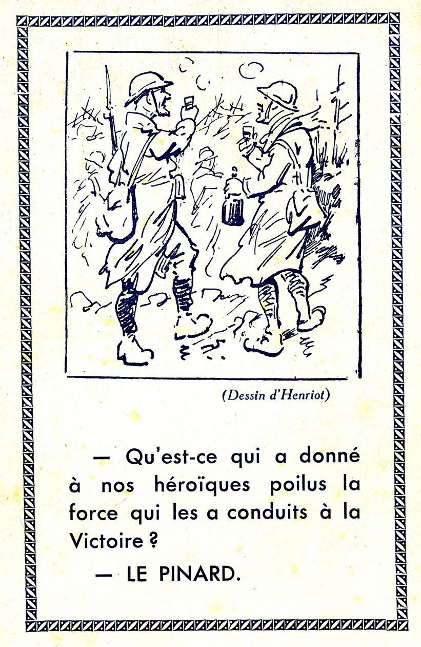 Erster Weltkrieg (1914-18): Was gab unseren heldenhaften Poilus die Kraft, die sie zum Sieg führte? Pinard (Illustration) von Maigrot Henri known as Henriot