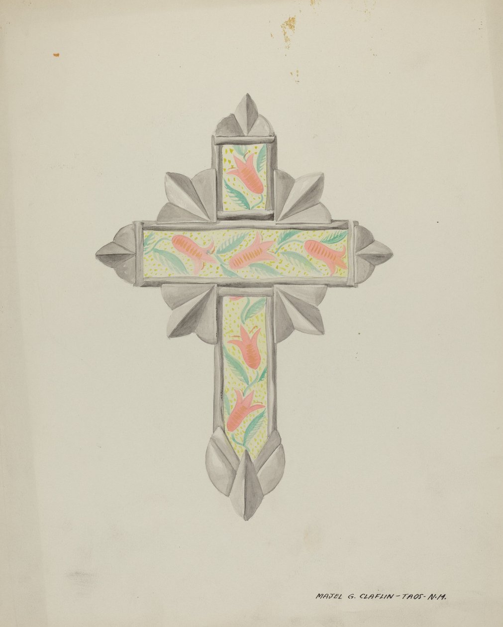 Zinn- und Tapetenkreuz, ca. 1937 von Majel G. Claflin