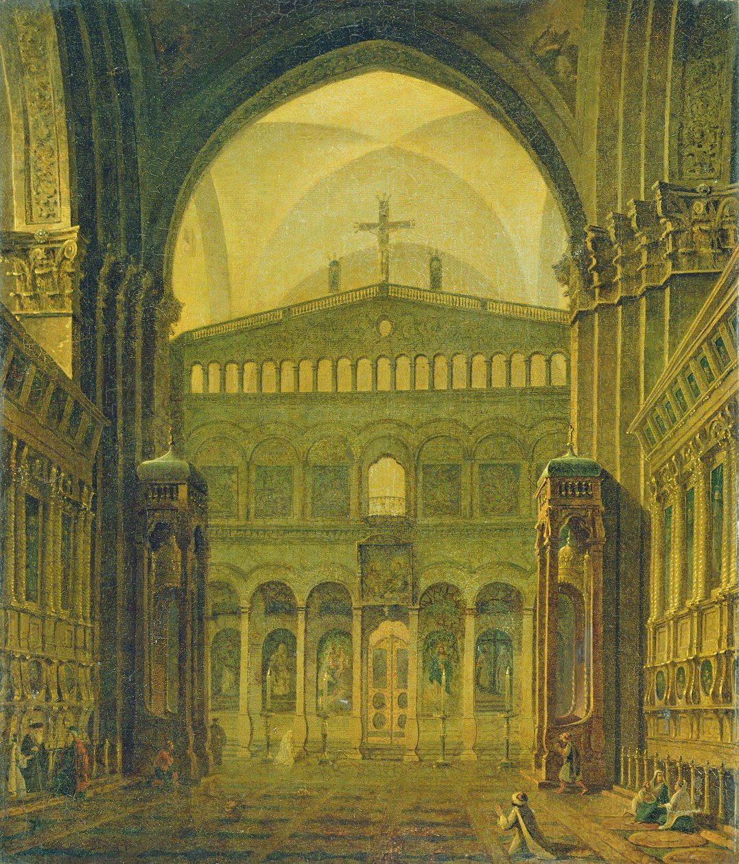 Innere Ansicht des Tempels in Jerusalem, 1821 von Maksim Nikiforovich Vorobiev