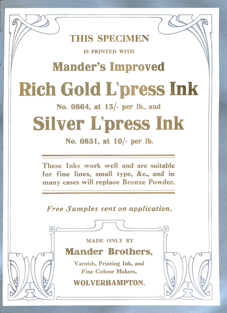 Werbung der Mander Brothers, 1919 von Mander Brothers