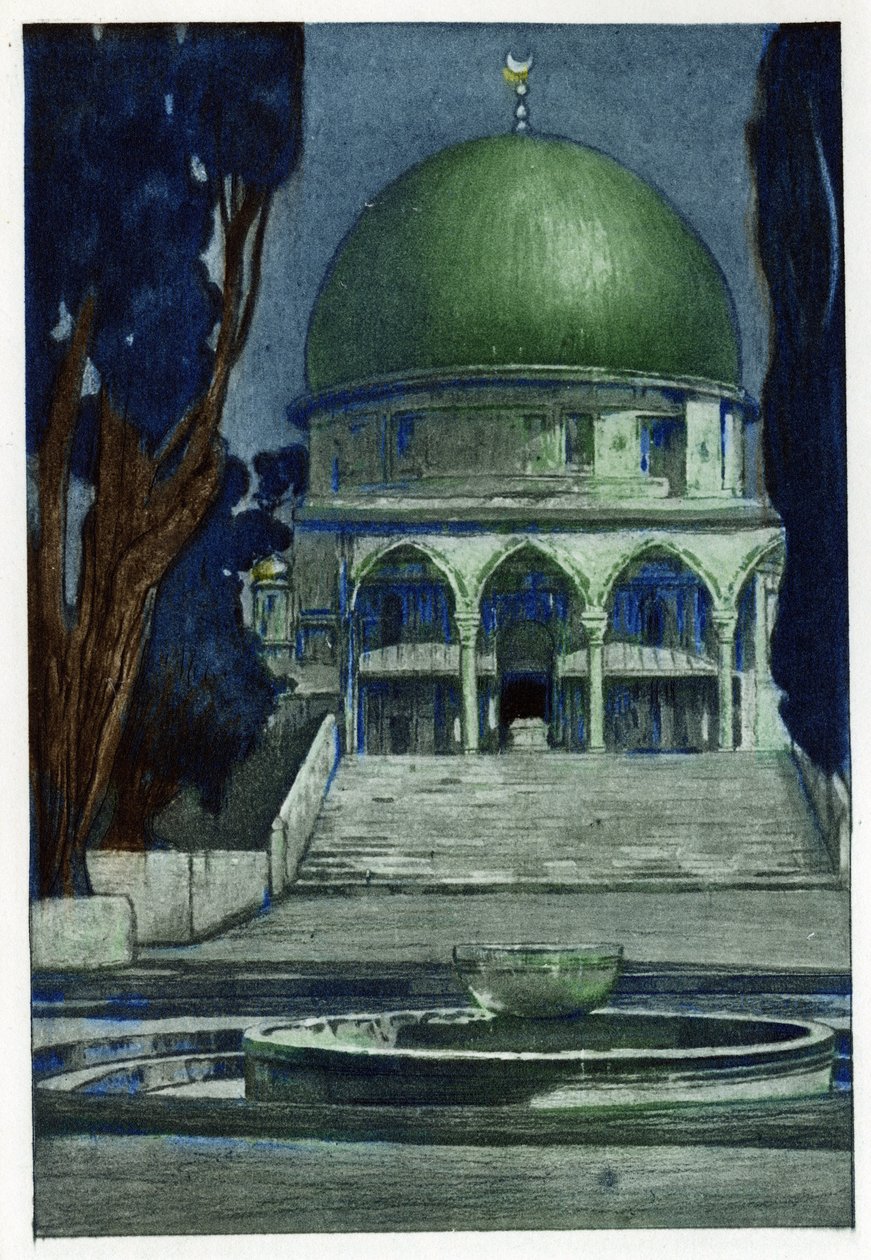 Al-Aqsa-Moschee in Jerusalem. Gravur von Manuel Orazzi (1860-1934), in „L