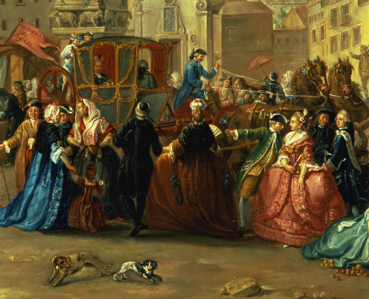 Die Messe von Madrid auf der Plaza de la Cebeda (Detail) von Manuel de la Cruz y Cano