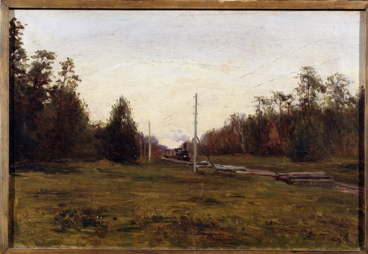 Landschaft mit einem Zug von Manuil Christoforovich Aladzhalov