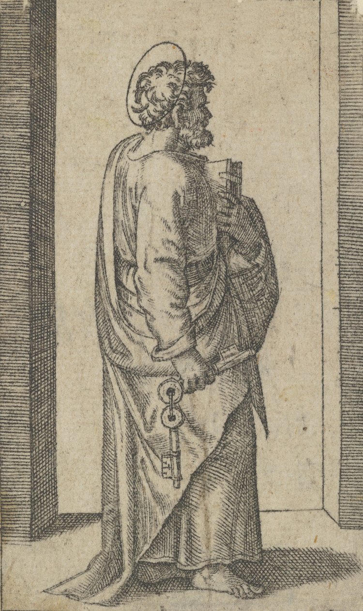 Heiliger Petrus, Schlüssel in der rechten Hand, Buch in der linken, nach rechts gewandt, aus der Serie 