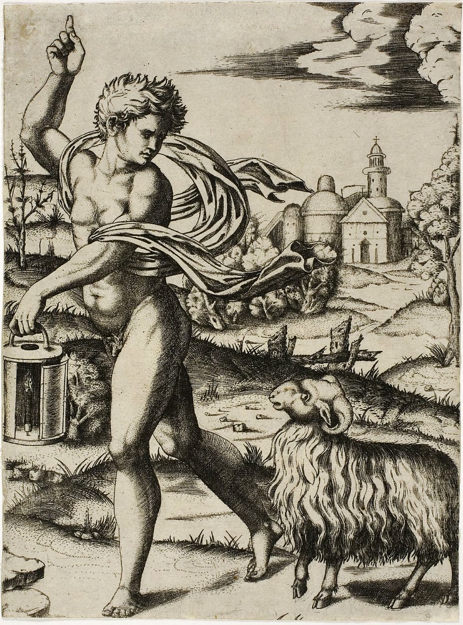 Zeichen des Widders von Marcantonio Raimondi