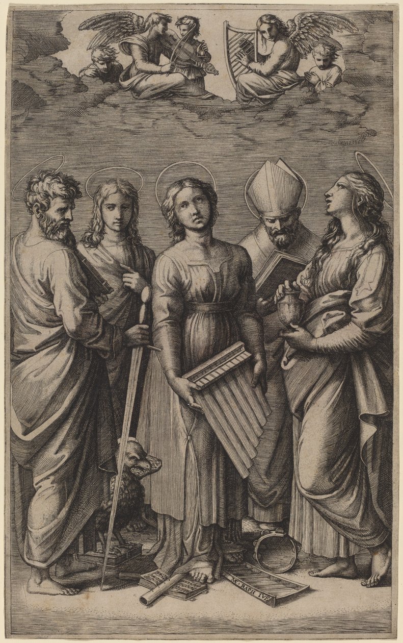 Heilige Cäcilia von Marcantonio Raimondi after Raphael