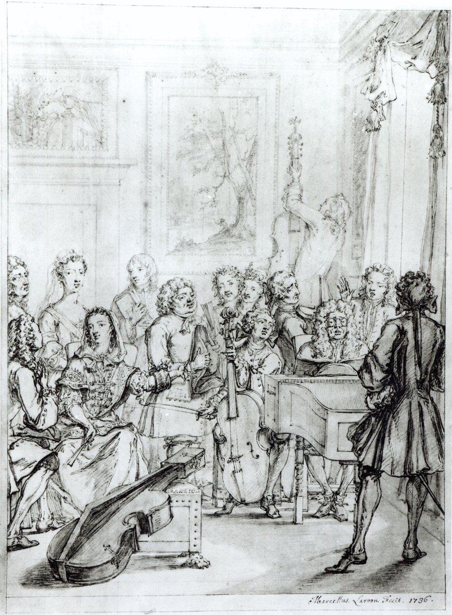Konzert im Montague House, 1736 von Marcellus the Younger Laroon