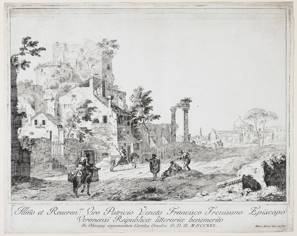 Straße bei einem Dorf auf dem Land, 1730 von Marco Ricci
