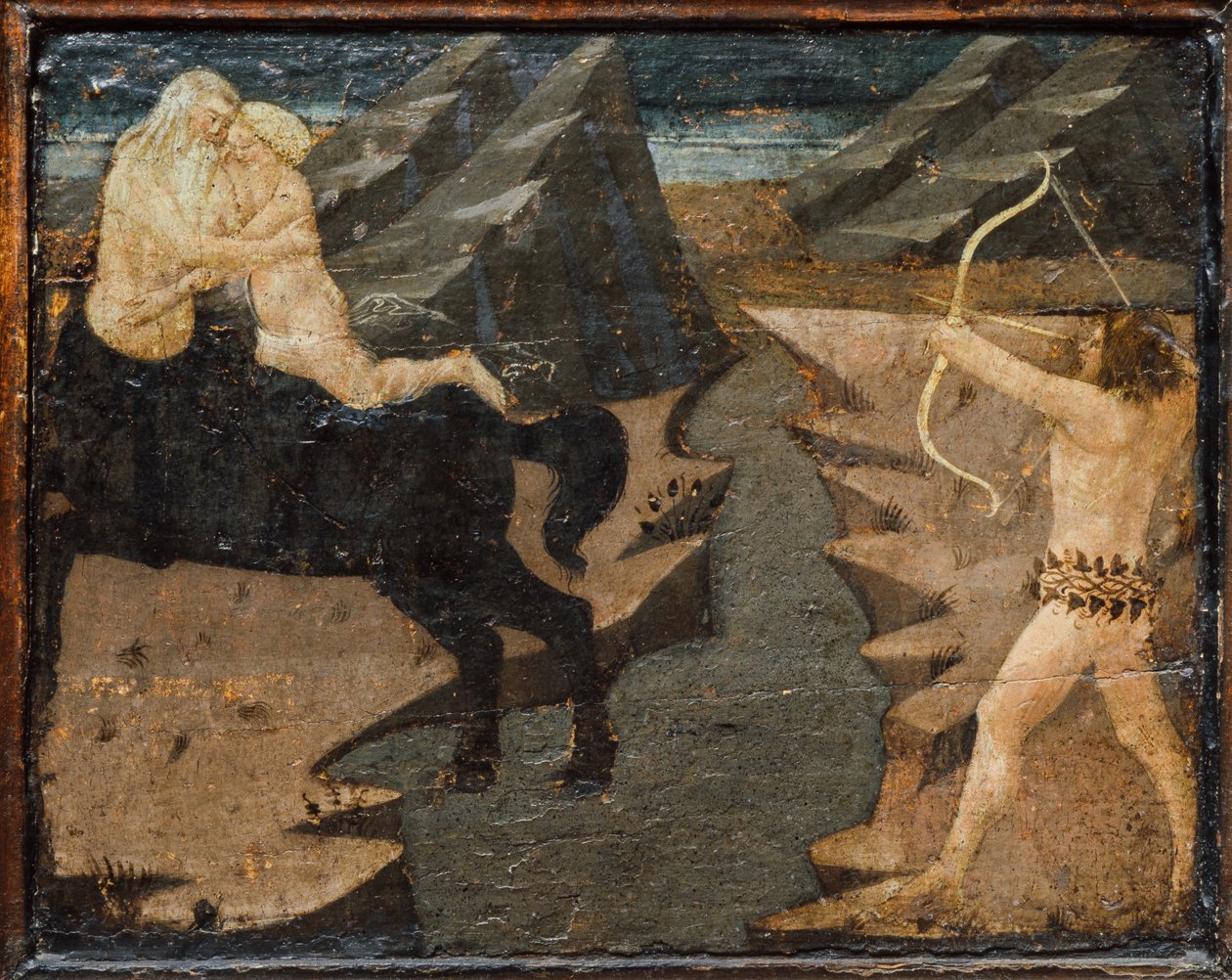 Cassone mit Schlachtszene und Szenen aus den Arbeiten des Herkules, Florenz, Italien, um 1460 von Marco del Buono Giamberti