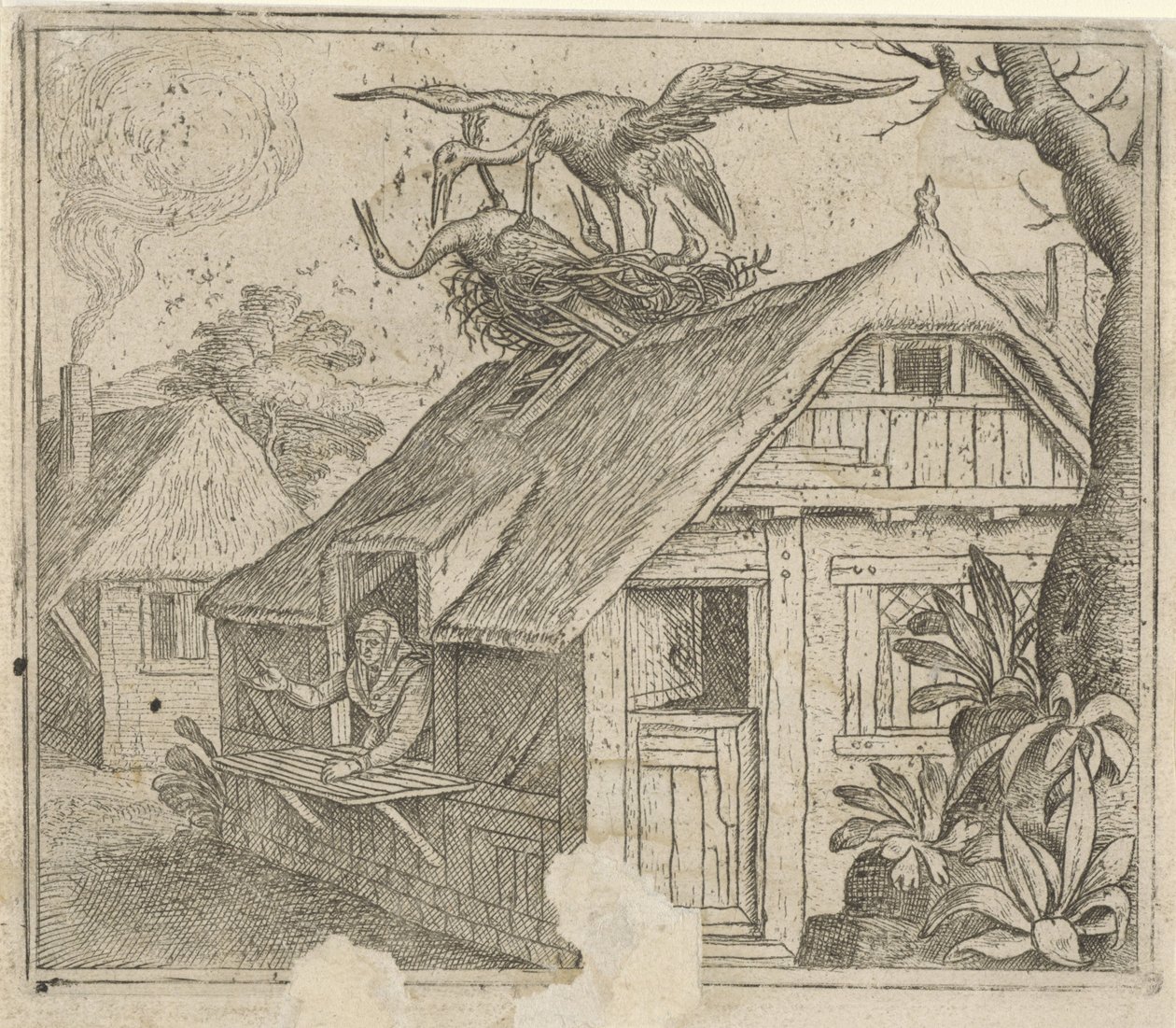 Fabel über Störche und ihre Religion von Marcus Gheeraerts (I) (attributed to)