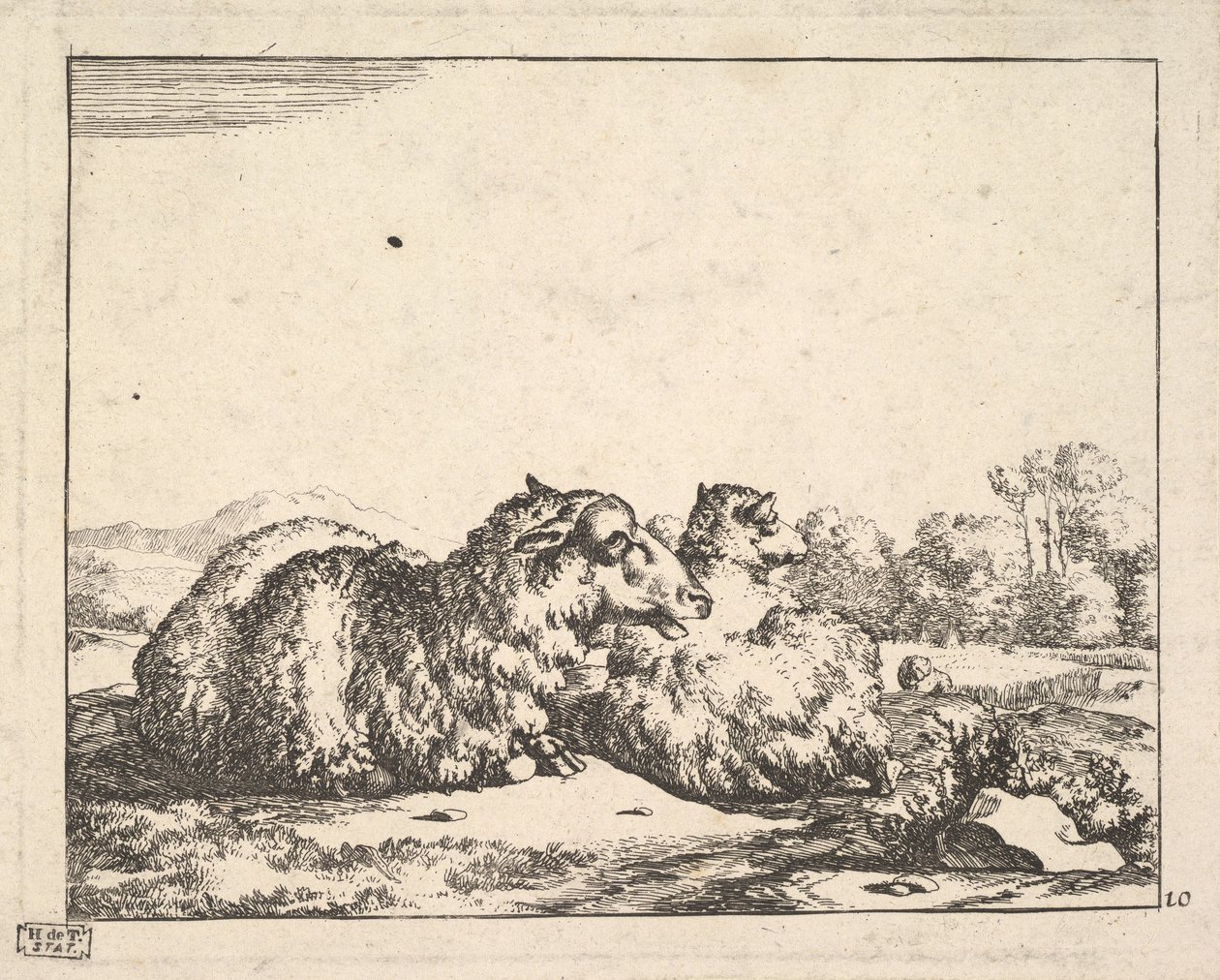 Schafe, aus einer Serie von 16 Platten, 1664 von Marcus de Bye