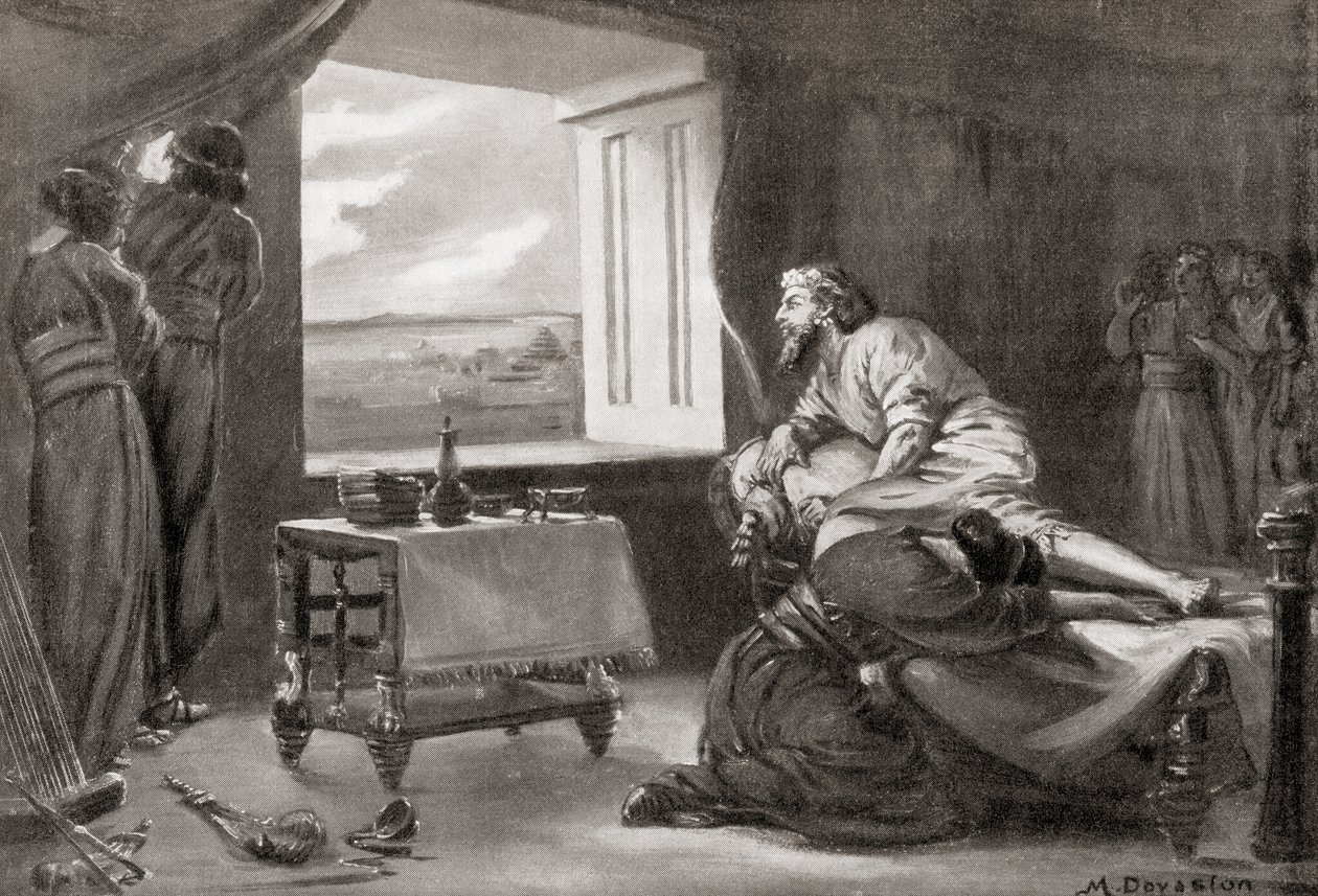 Die assyrische Sonnenfinsternis, aus Hutchinsons Geschichte der Nationen, veröffentlicht 1915 von Margaret (after) Dovaston