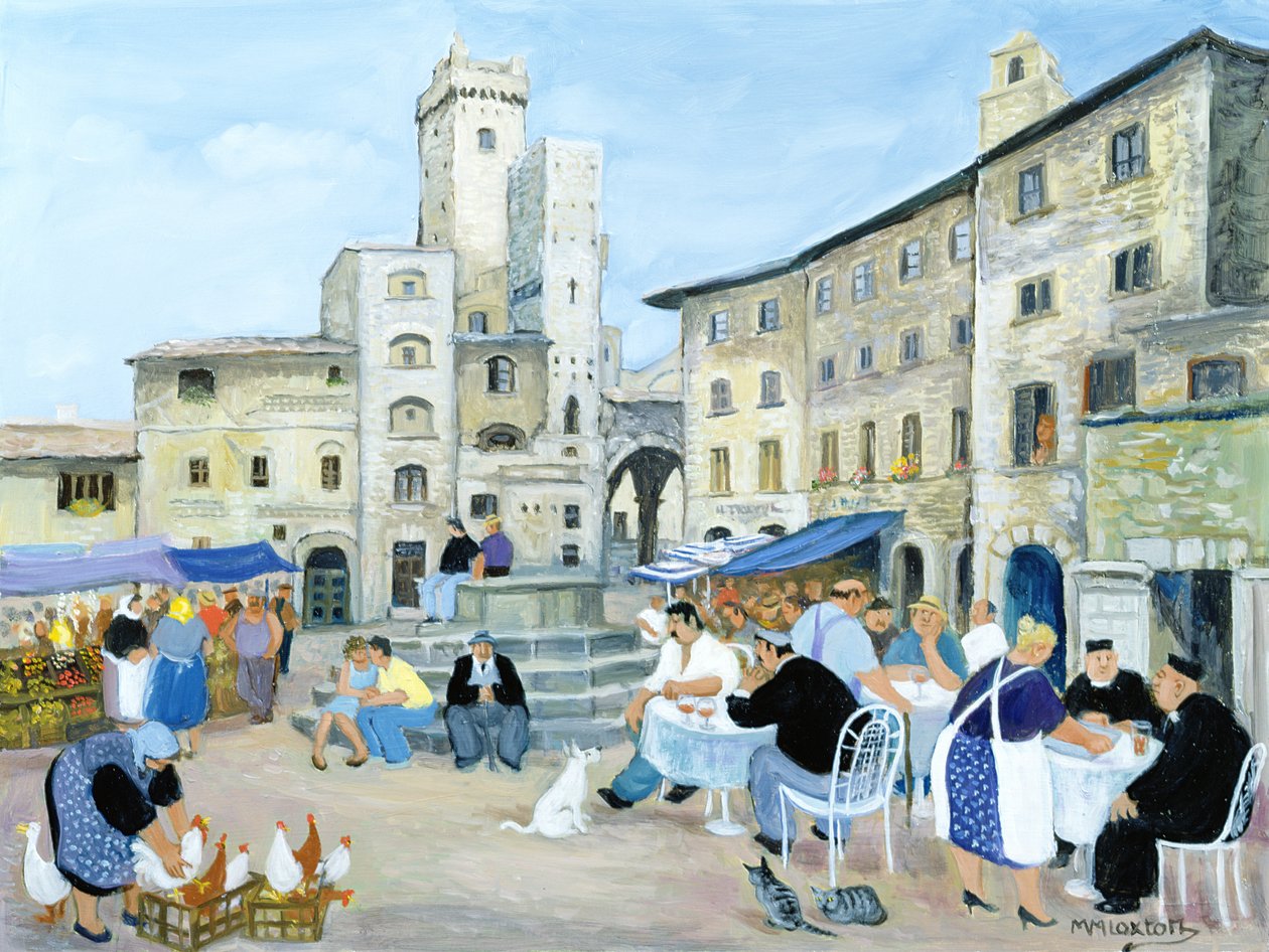 Mittagessen auf einem Marktplatz in der Toskana von Margaret Loxton