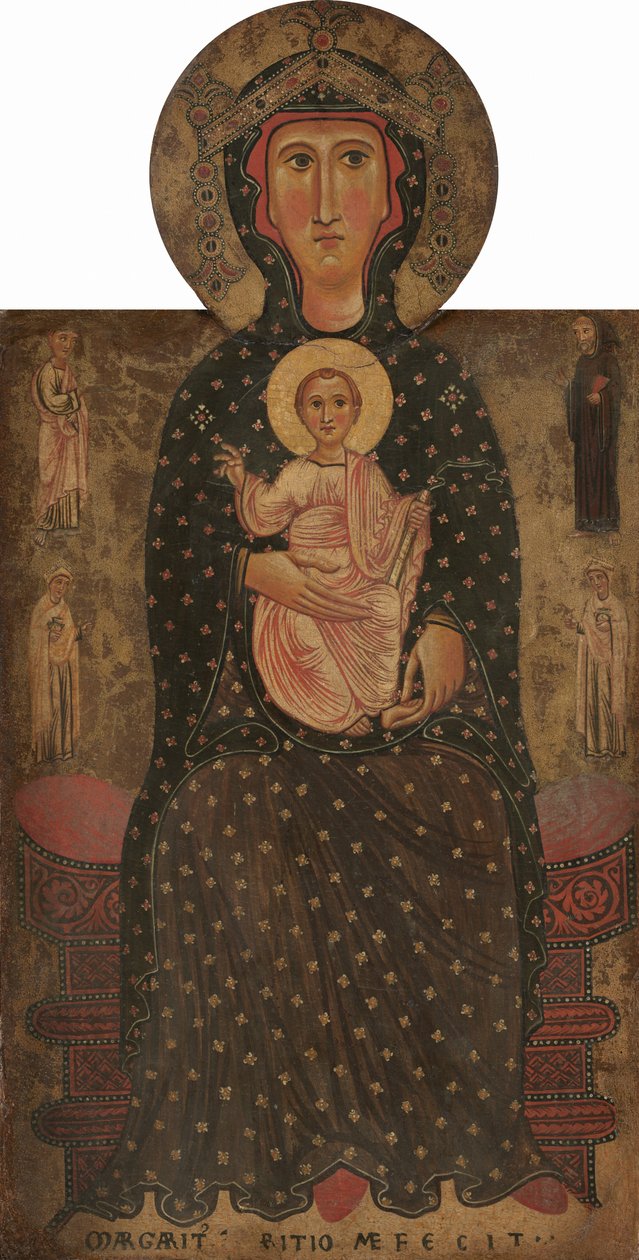 Madonna mit Kind auf dem Thron mit vier Heiligen von Margaritone d