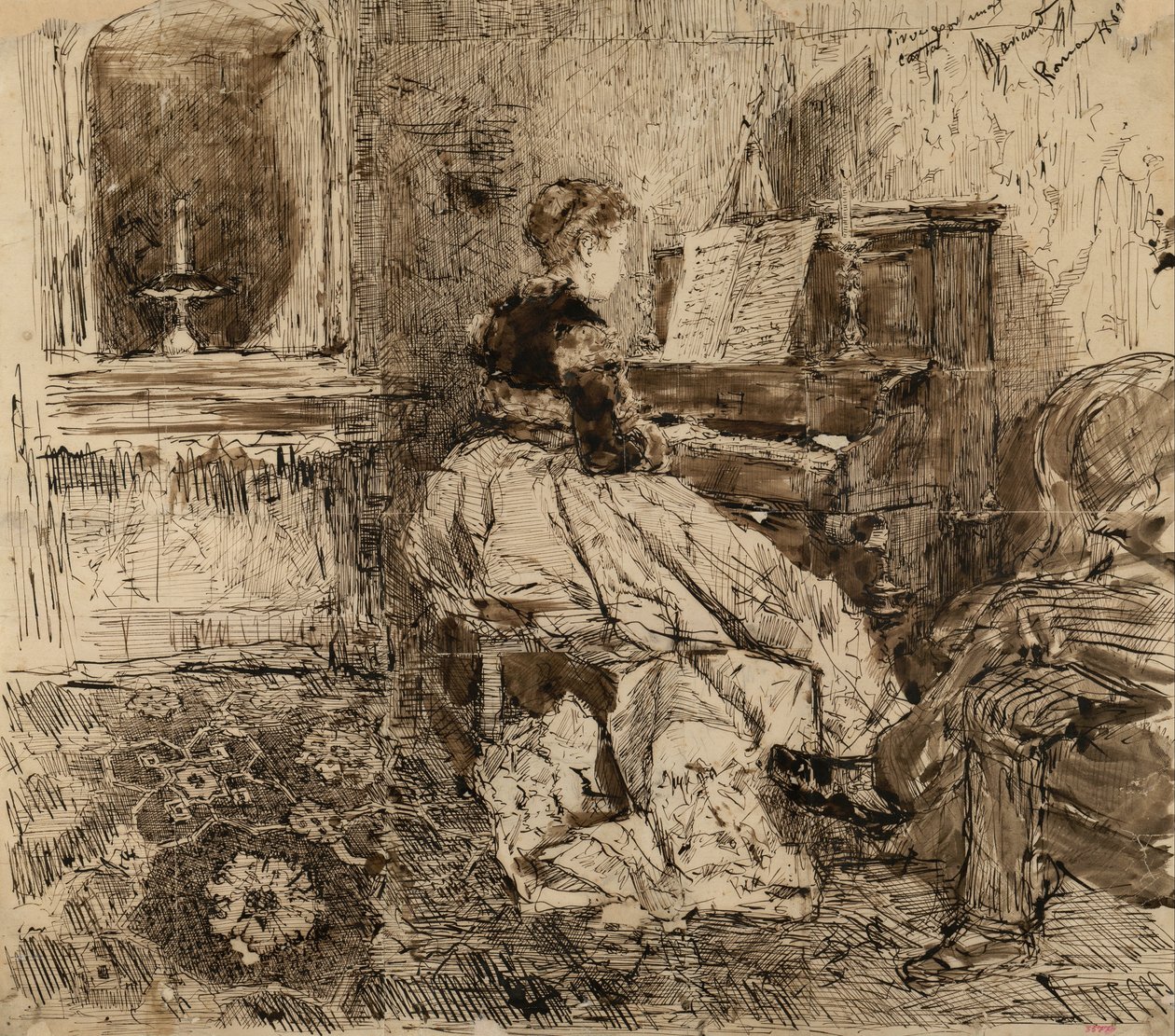 Cecilia de Madrazo am Klavier von Marià Fortuny Marsal