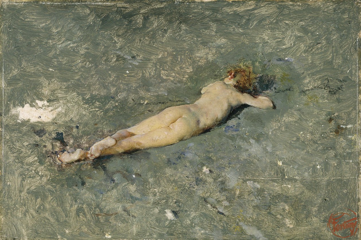 Akt am Strand von Portici von Marià Fortuny Marsal