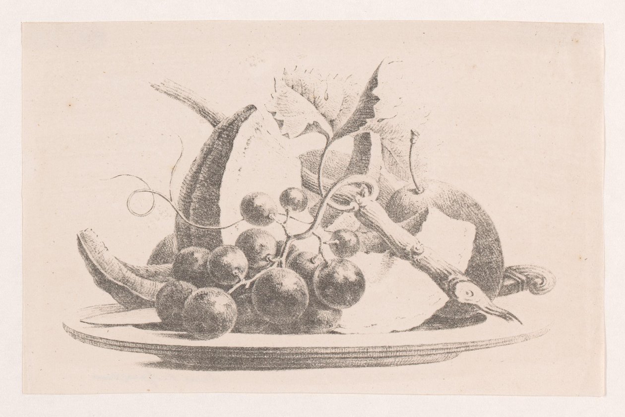 Früchte auf einem Teller von Maria Geertruida de Goeje Barbiers (attributed to)