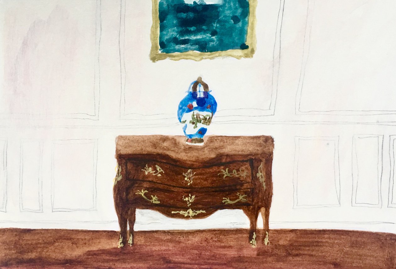 Innenraum mit chinesischer Vase von Maria Magenta