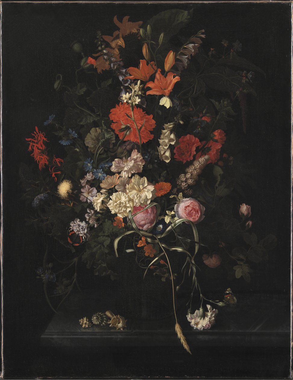 Blumenstrauß in einer Glasvase von Maria van Oosterwijck