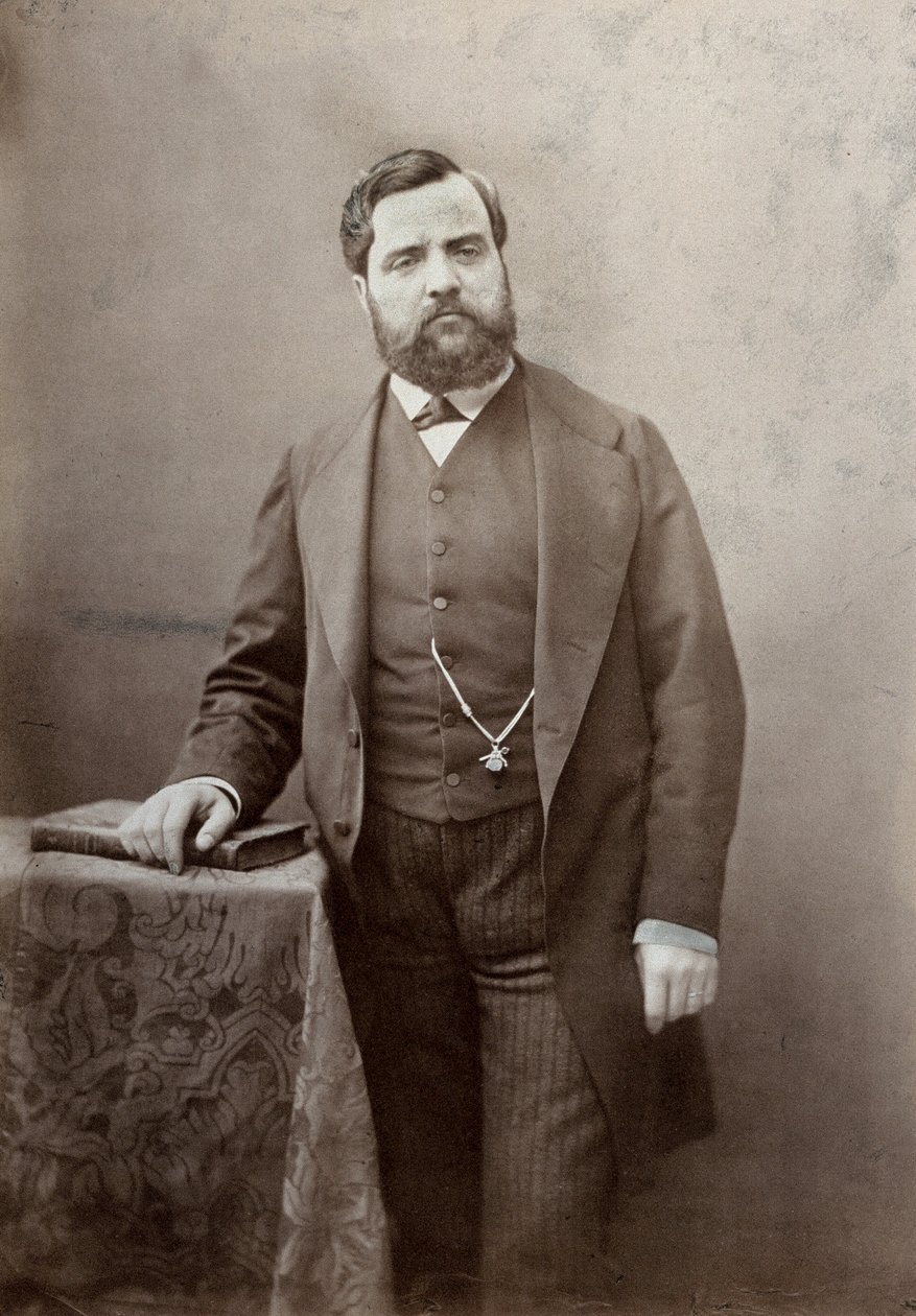 Dreiviertelporträt des Malers Thomas Couture, mit Schnurrbart und dichtem Bart von Marie Alexandre Alophe