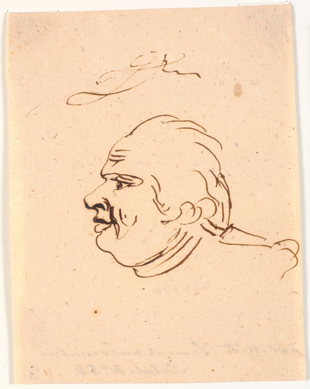 Herrenporträt. Profil nach links. Karikatur von Marie Jeanne Clemens