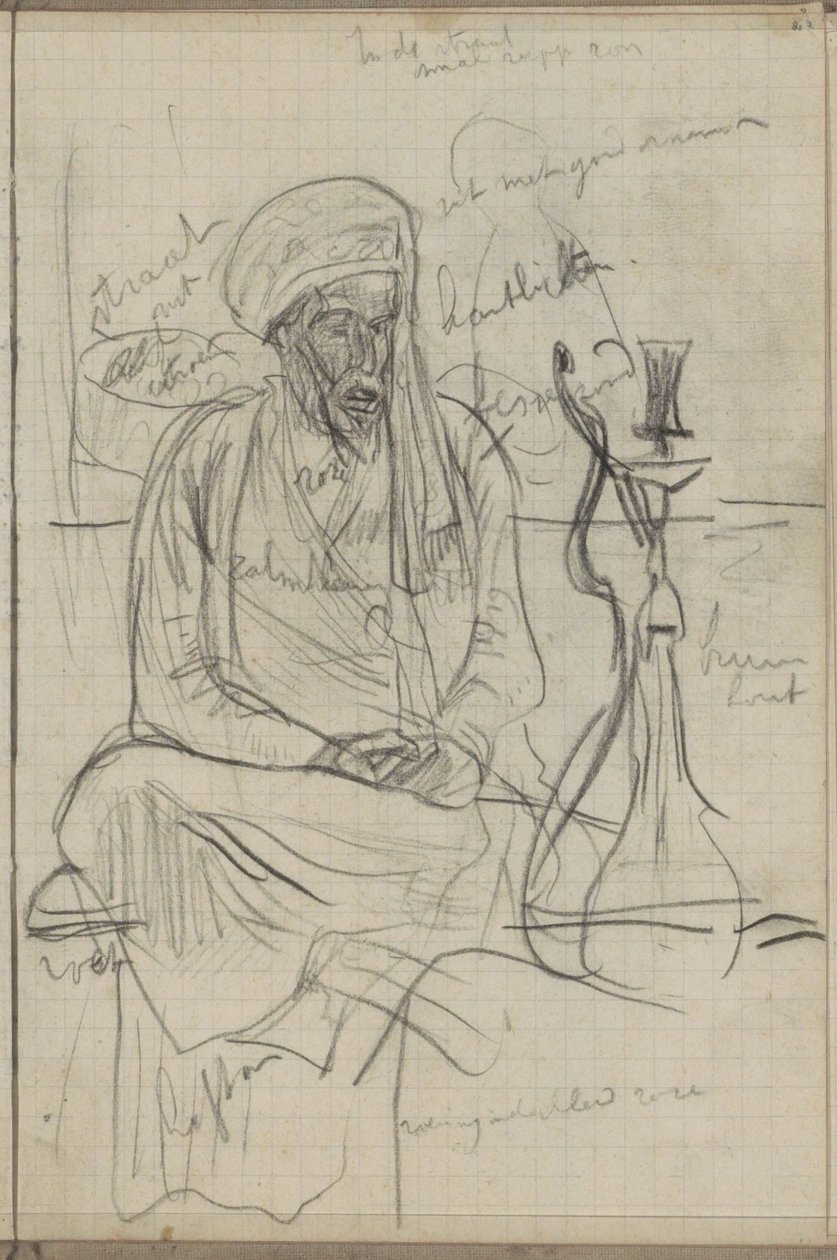 Sitzender Mann mit Wasserpfeife von Marius Bauer