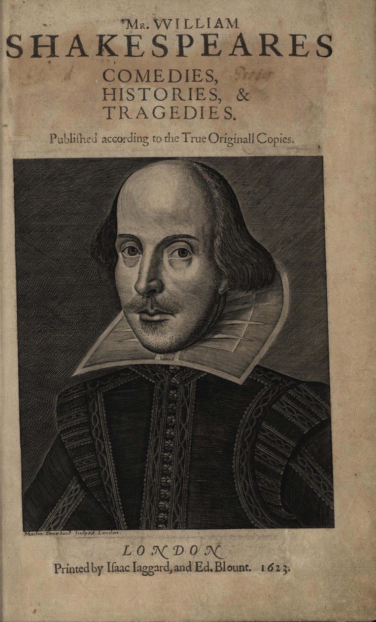 Titelseite des ersten Shakespeare-Folios von Martin Droeshout