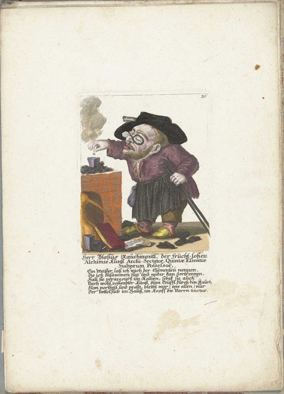 De dwerg Blasius Rauchmantl als alchemist, ca. 1710 von Martin Engelbrecht (attributed to)
