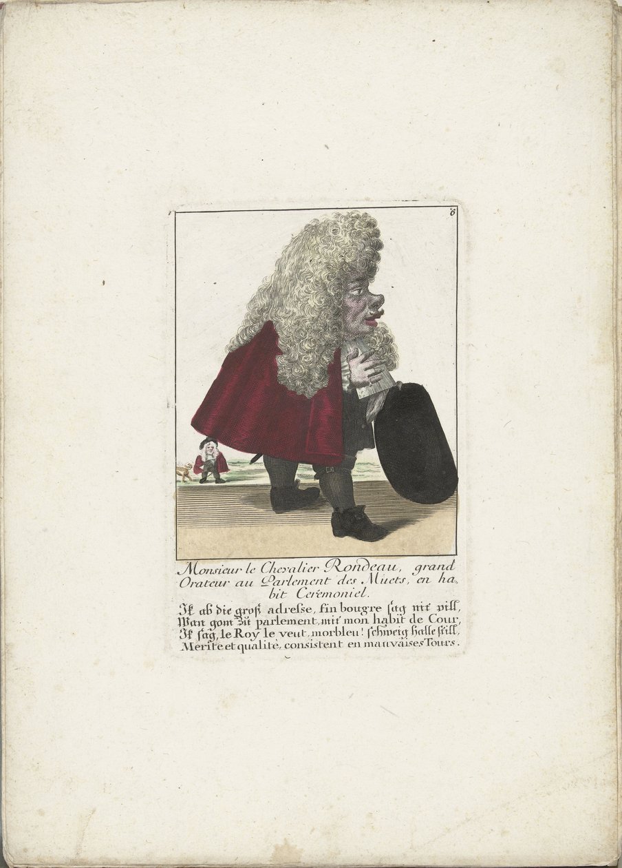 Der Zwerg Chevalier Rondeau als Parlamentsmitglied, ca. 1710 von Martin Engelbrecht (attributed to)