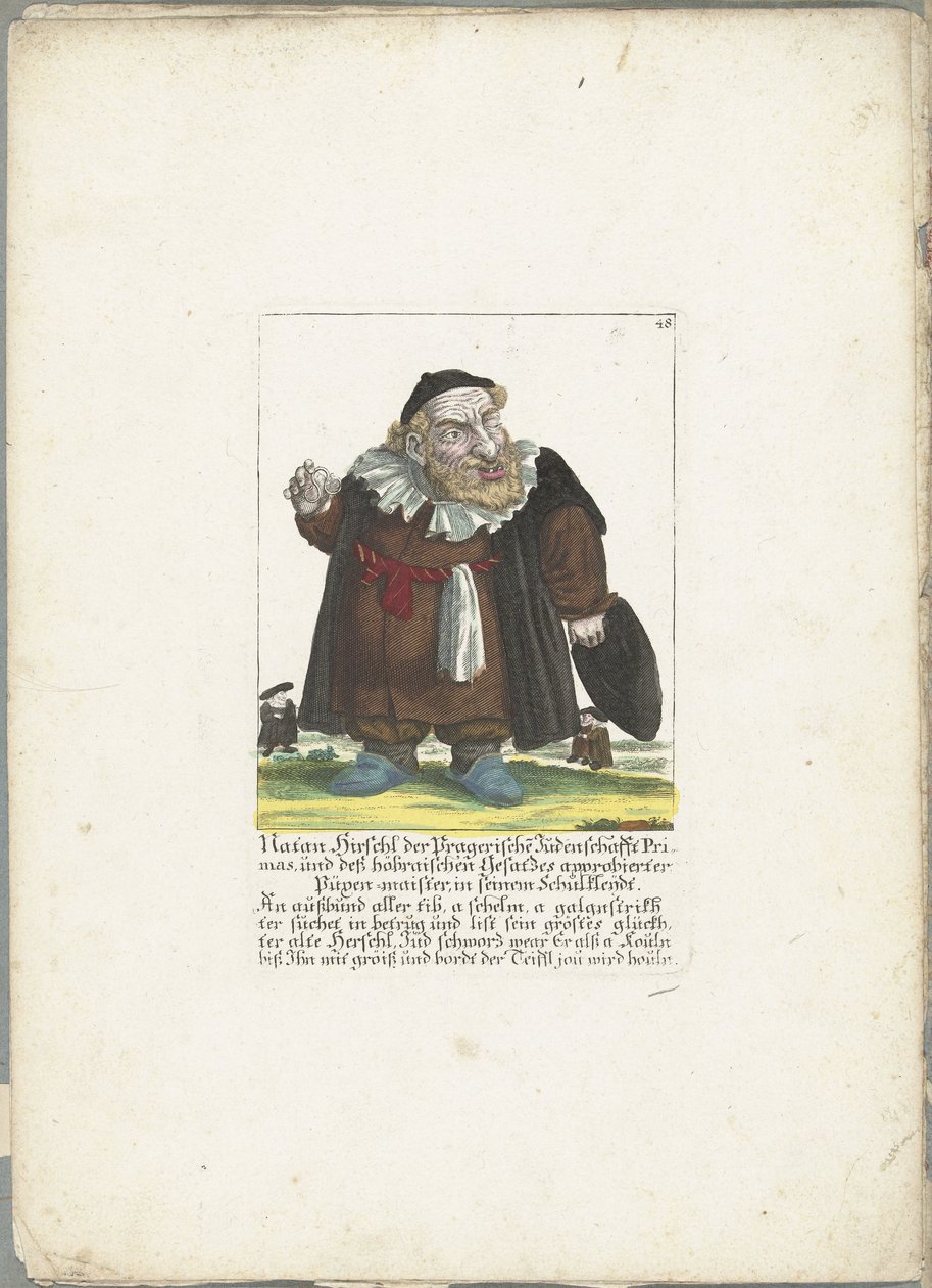 Der jüdische Zwerg Natan Hirschl, ca. 1710 von Martin Engelbrecht (attributed to)