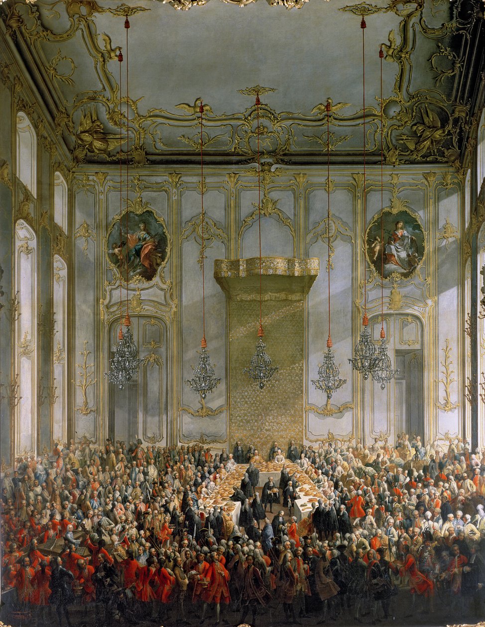 Hofbankett im großen Vorzimmer der Hofburg, Wien von Martin II Mytens or Meytens
