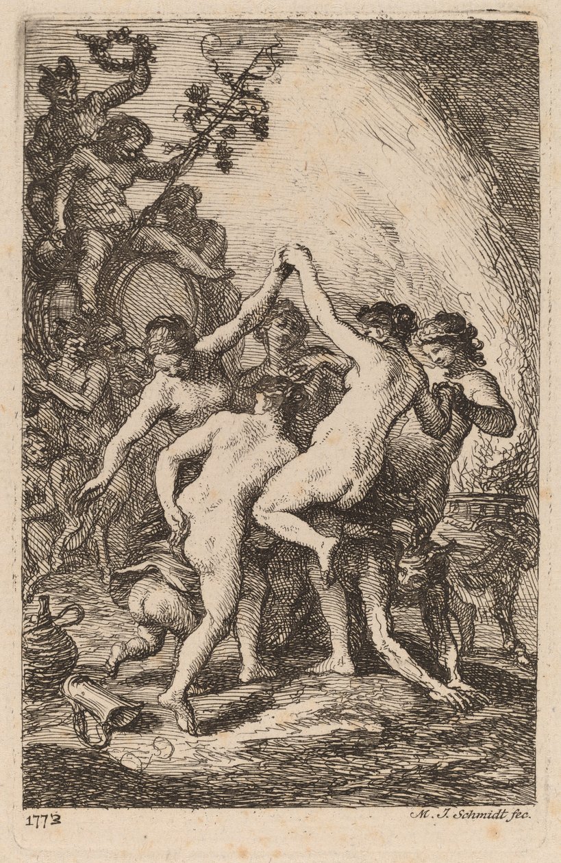 Der Triumph des Bacchus mit tanzenden Nymphen von Martin Johann Schmidt
