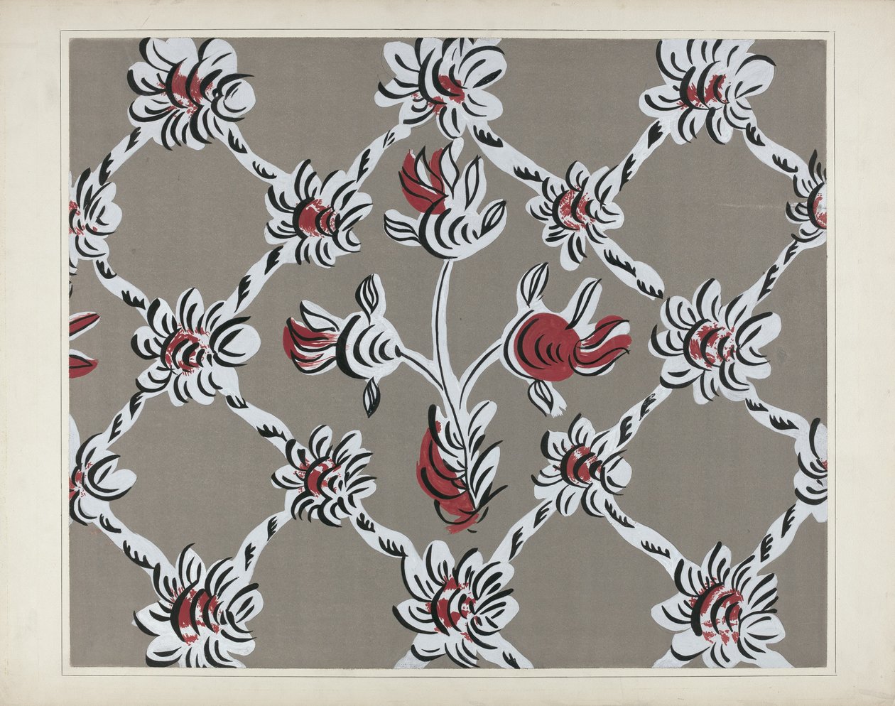 Handgemaltes Wanddetail, ca. 1938 von Martin Partyka