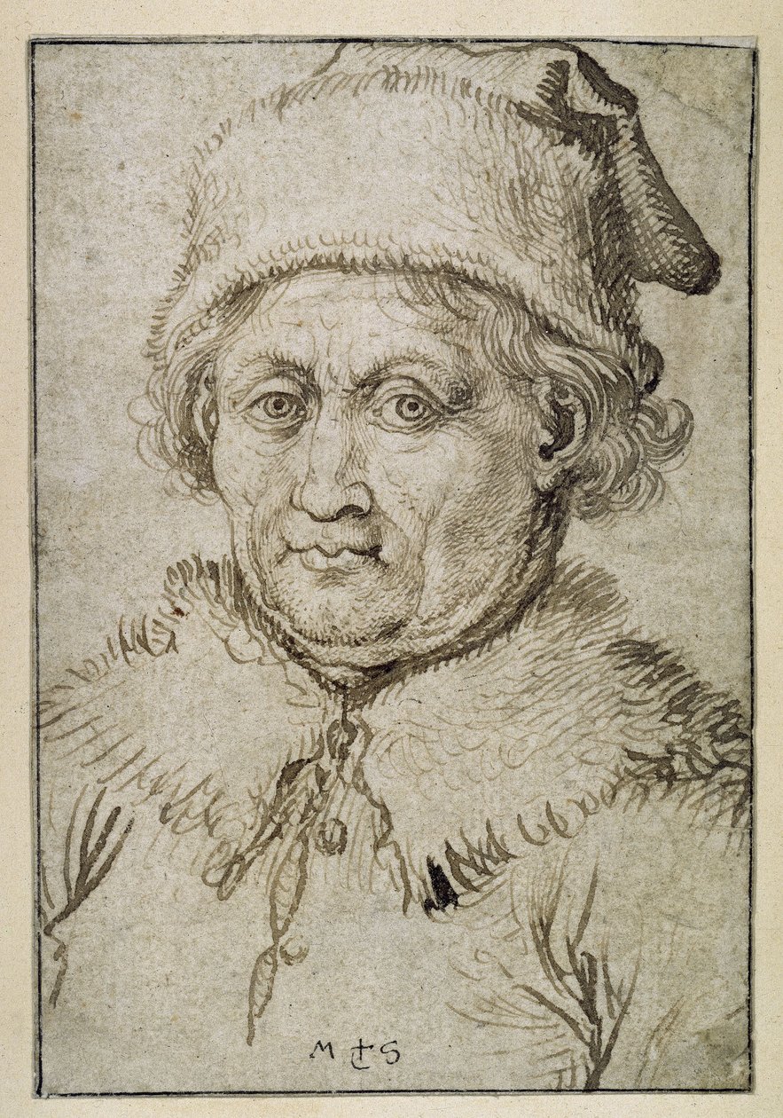 Brustbild eines alten Mannes mit Pelzkragen und Pelzmütze von Martin Schongauer