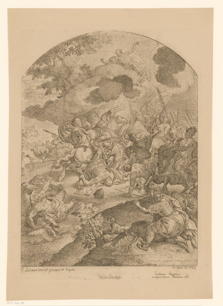 Schlachtfeld mit Erscheinung von Christus von Martin Speer