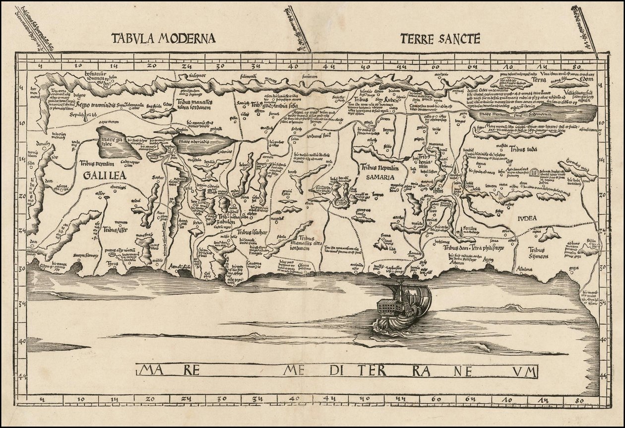 Karte von Palästina 1513 von Martin Waldseemüller von Martin Waldseemuller