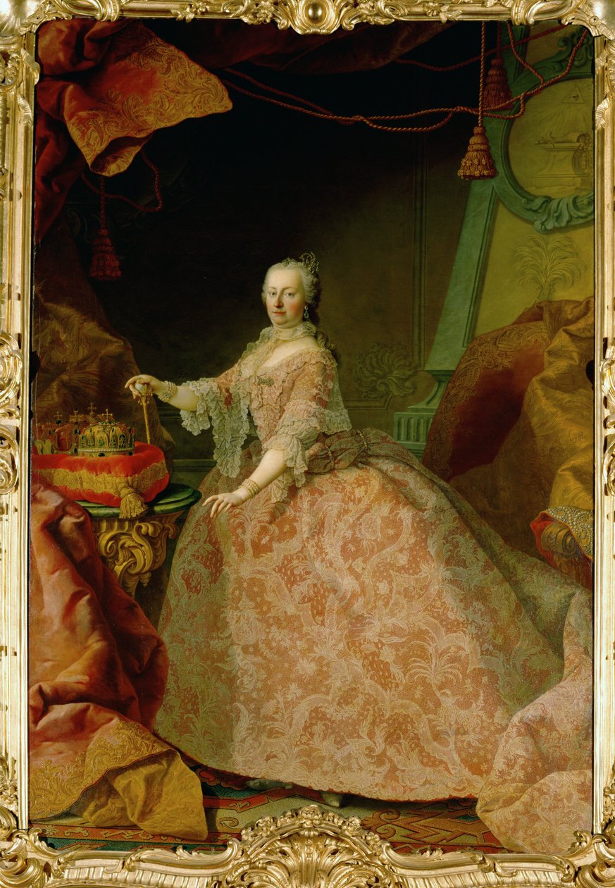 Kaiserin Maria Theresia in einem Brüsseler Spitzenkleid, ein Geschenk der flämischen Stände von Martin van Mytens or Meytens
