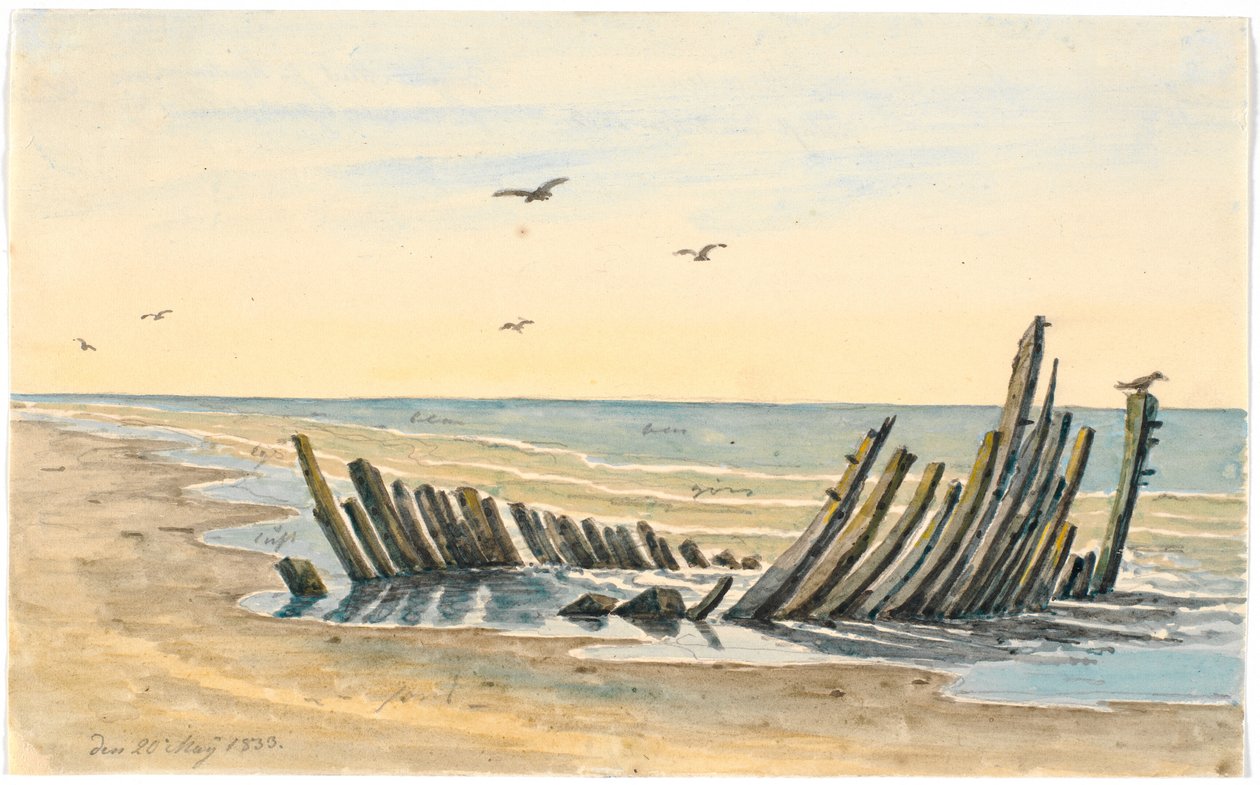 Schiffswrack am Strand Nordstranden, gesunken am 9. Mai 1832 von Martinus Rørbye