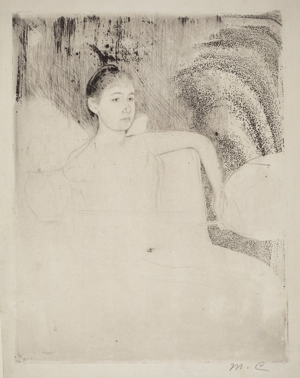 Mimi mit einem japanischen Fächer von Mary Cassatt