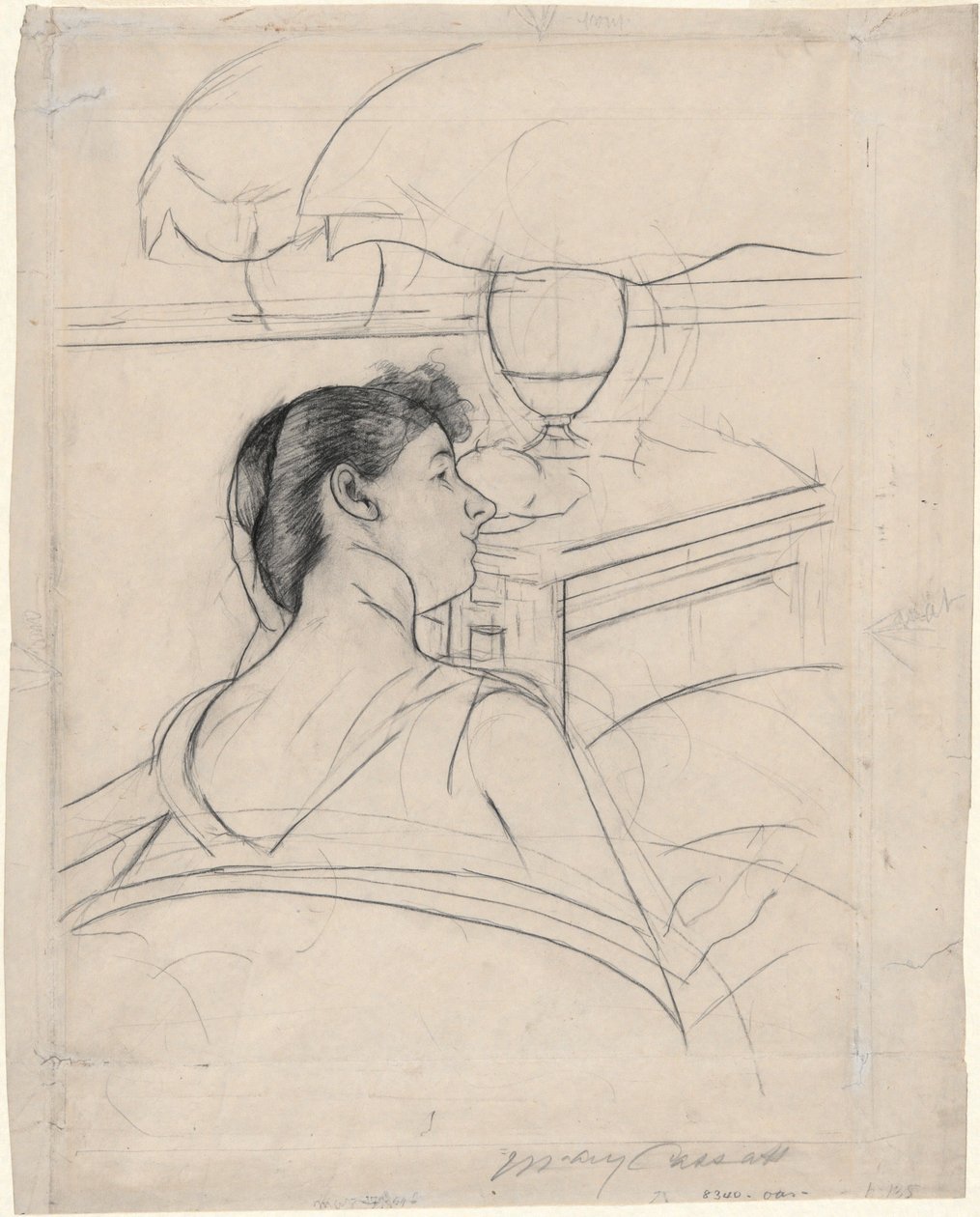 Frau und Lampe von Mary Cassatt