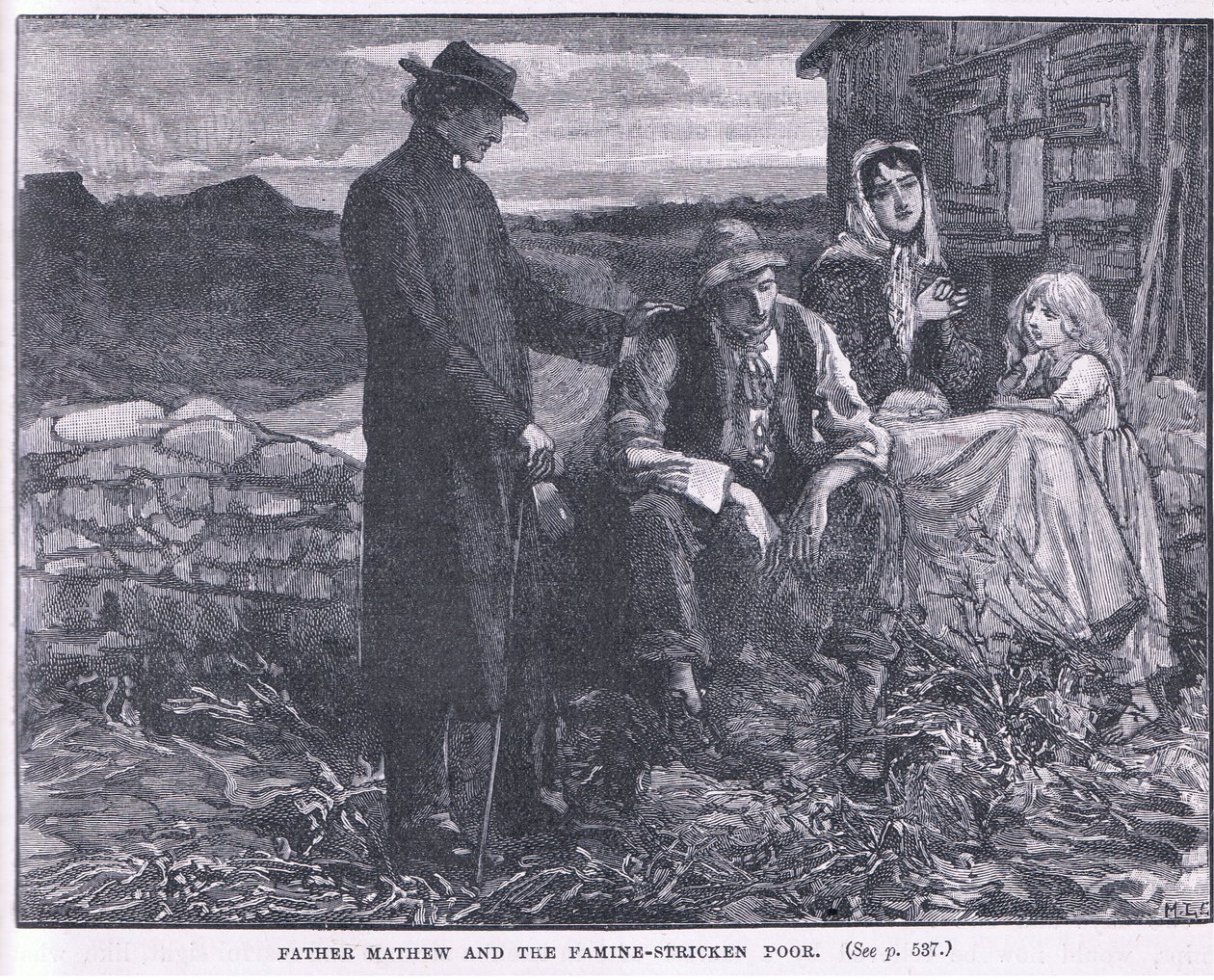 Vater Matthew und die hungernden Armen, 1845 von Mary L. Gow