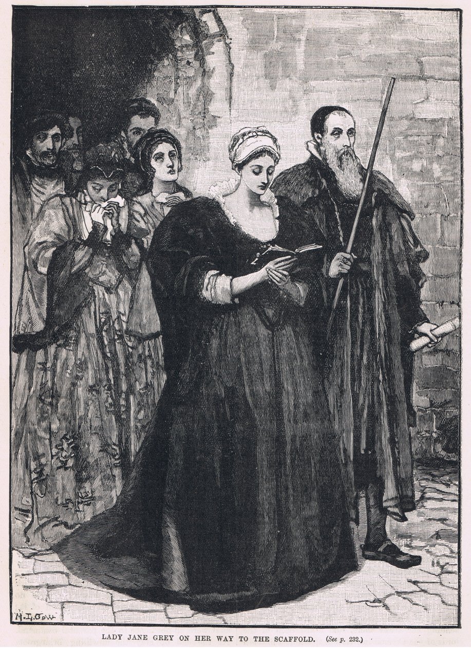 Lady Jane Grey auf dem Weg zum Schafott 1554 von Mary L. Gow