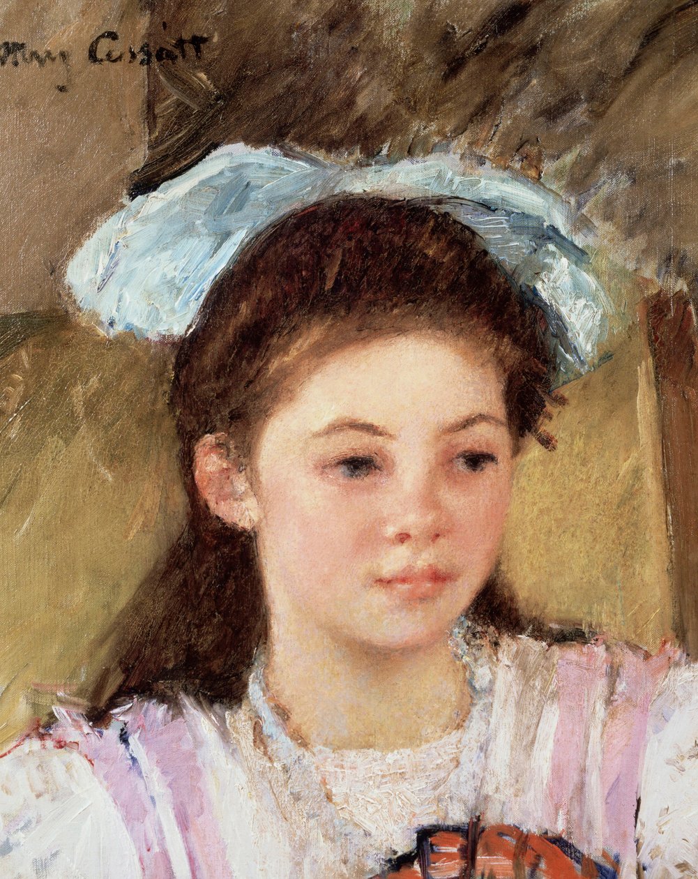 Ellen mit einer großen Schleife im Haar. Gemälde von Mary Cassatt (1845-1926) von Mary Stevenson Cassatt