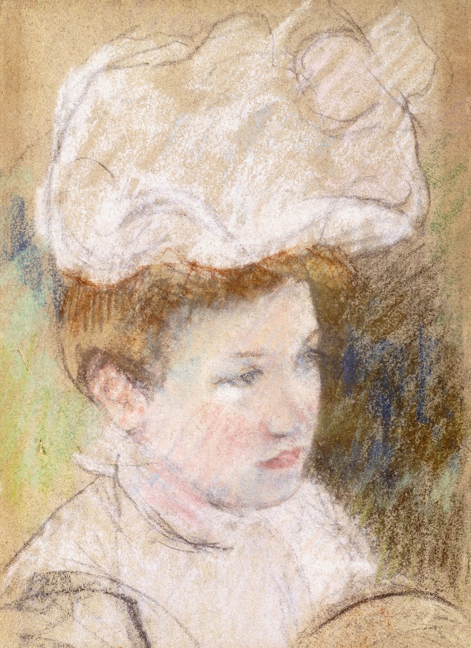 Leontine mit einem rosa flauschigen Hut, 1898 von Mary Cassatt