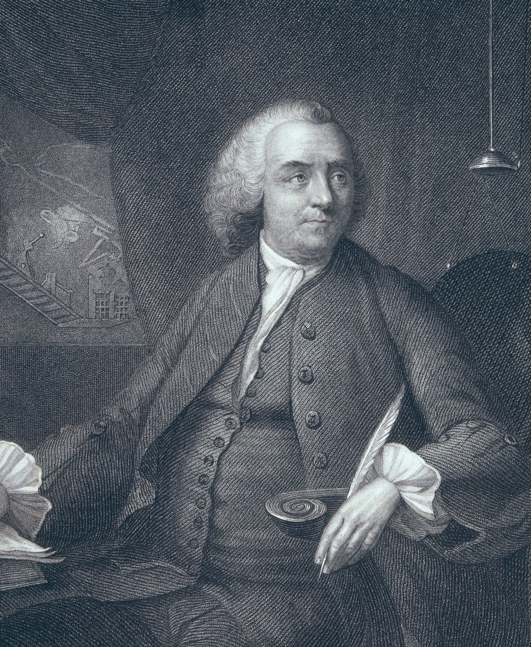 Porträt von Benjamin Franklin, graviert von Edward Fisher von Mason Chamberlin