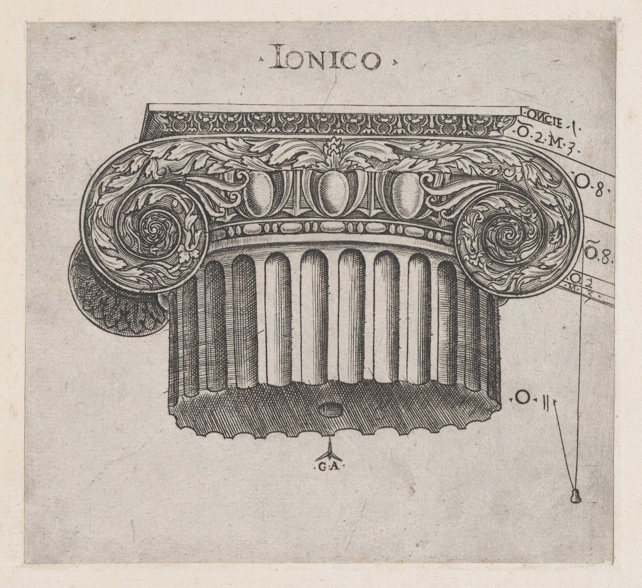 Speculum Romanae Magnificentiae: Ionisches Kapitell, ca. 1537 von Master GA